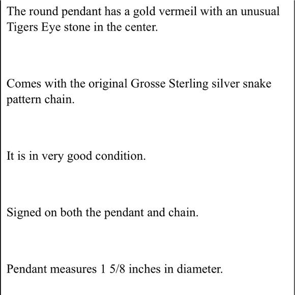 VTG GROSSE GERMANY SILVER TIGER EYE NECKLACE - Picture 8 of 8